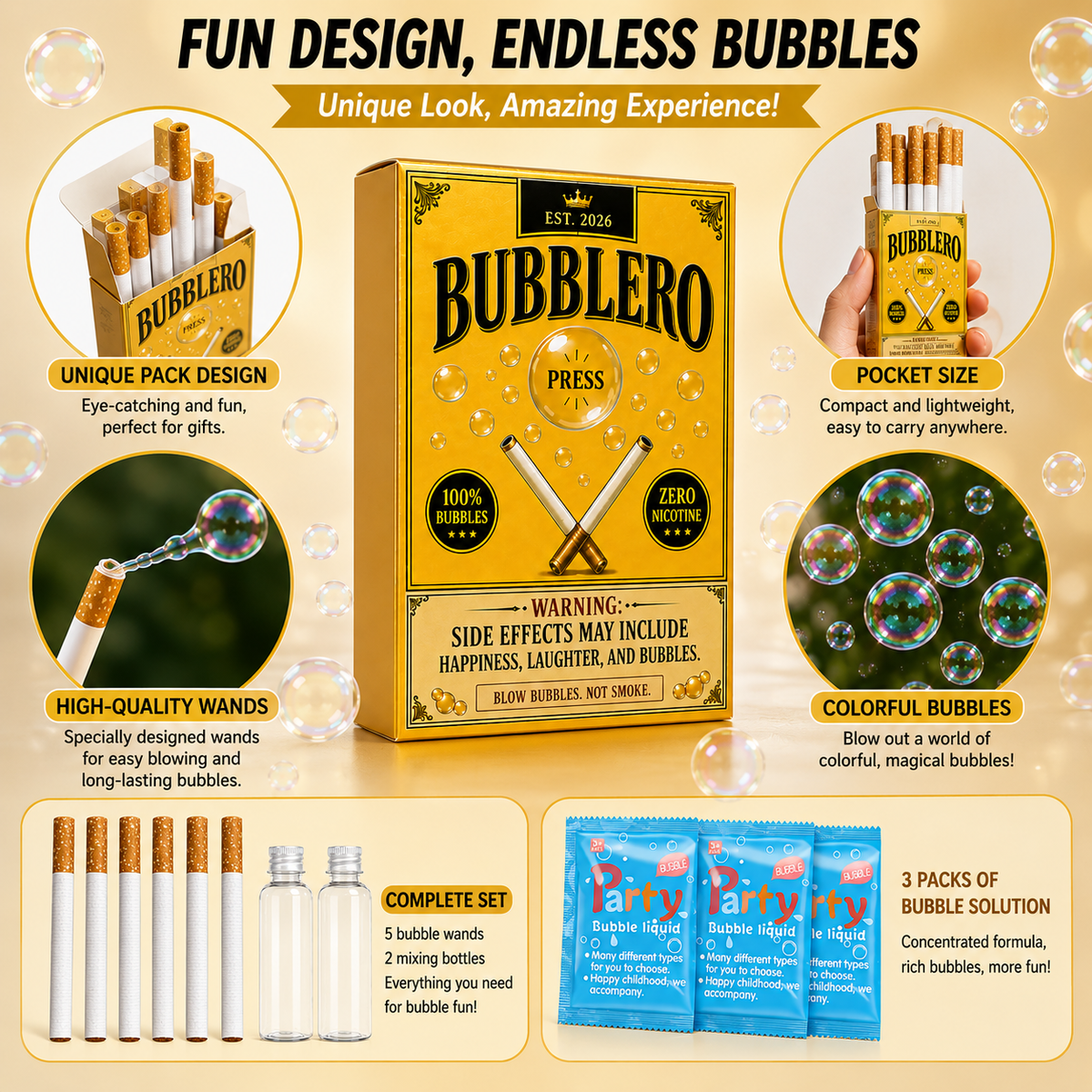 Bubblero Gold Edition Bubble Cigarette Set